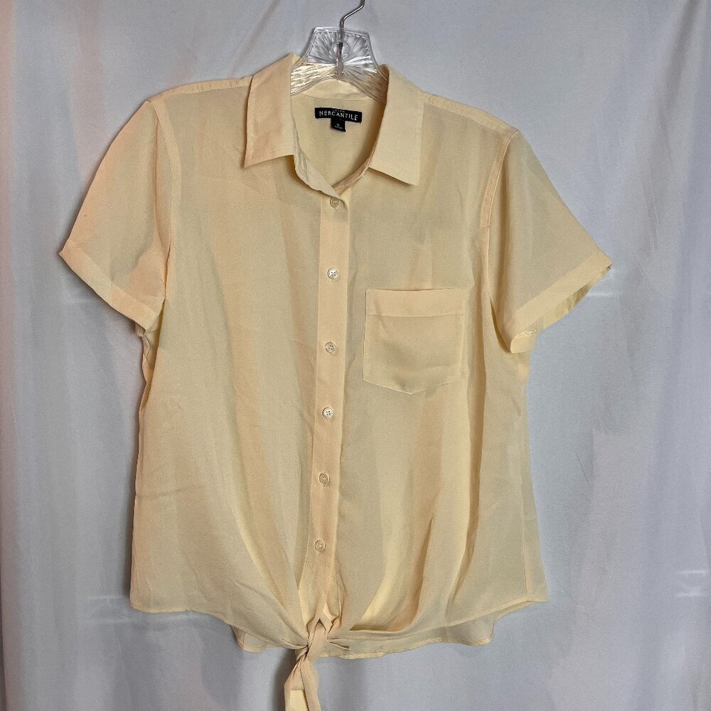 Women's Yellow Short slv button front J. Crew Mercantile shirt Size S